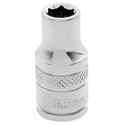 Afbeelding van Draper 32449 1/4&quot; vierkante schijf gepolijst chroom metrische socket, 5,5 mm maat, blauw