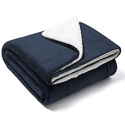 Afbeelding van Fleece Deken, Deken Een of Tweepersoons 160 x 210 cm, Kinderflanel Bed Super Zacht Blauw/wit