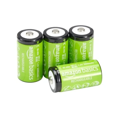 Afbeelding van Amazon Basics C cel batterijen, oplaadbaar, 12, V, 5000 mAh NiMh, set van 4