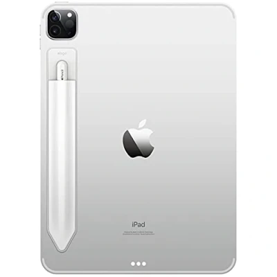 Afbeelding van elago Houder Compatibel met Apple Pencil C Type, 2 &amp; 1 Generatie, Sterk Zelfklevende Sleeve, Bevestig aan Tablet Case, PU Leer en Zacht Lycra Materiaal, Elastische (Wit)