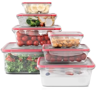Afbeelding van Classbach® Plastic Voedselcontainers Set van 7 met 100% lekvrij deksel Lunchbox Vaatwasmachine , magnetron en vriezerbestendig C FHD 4008 K