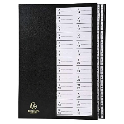 Afbeelding van Exacompta Ref. 621226E 1 Sorteermap Ordonator uitbreidbare rug plastic ruiters harde kaft 26 alfanumerieke tabs afmeting 25x33 cm voor A4 Kleur: zwart