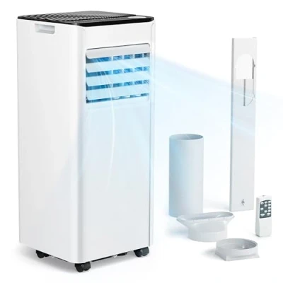 Afbeelding van mobiele airconditioning, 9000 BTU, met afvoerslang, 4 in 1 airconditioner, stille werking, &lt; 48 dB, digitaal display + afstandsbediening, raaminstallatieset, 24 uurs timer, voor ruimtes tot 25