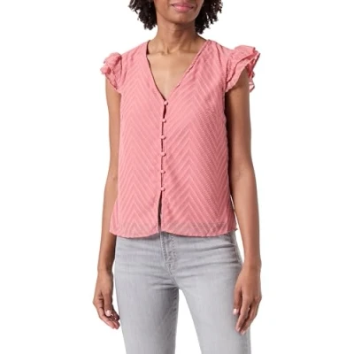 Afbeelding van Vila VIMICHELLE C/S Button TOP/KA, roze, 34