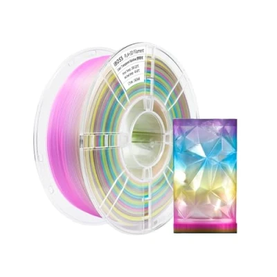 Afbeelding van iBOSS PLA Plus (PLA+) 3D printerfilament, 1,75 mm, maatnauwkeurigheid +/ 0,02 1 kg spoel, print filament voor printer, transparant, regenboog