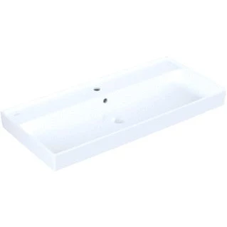 Afbeelding van Villeroy en boch collaro meubelwastafel hoekig wanduitloop 3 gats doorgestoken overloop wand 470 x 1000mm dxb wit alpine 4a331g01