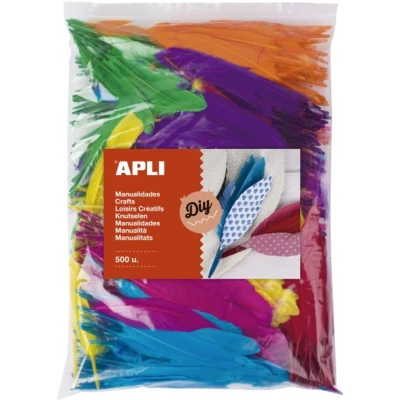 Afbeelding van Apli pluimen, zakje met 500 stuks in geassorteerde kleuren knutselmateriaal