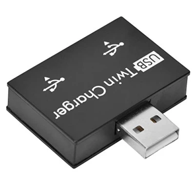 Afbeelding van Bewinner Mini USB Hub 2 Port Dubbele Lader Splitter Adapter Converter Kit Aluminium + PC Klein/Draagbaar/Robuust/Robuust voor Mac, PC, Flash Drives (Zwart)