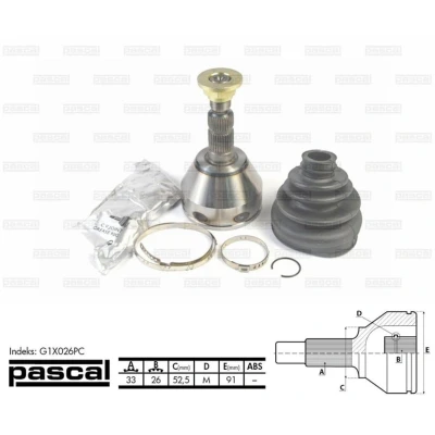Afbeelding van Homokineet reparatie set, aandrijfas PASCAL G1X026PC