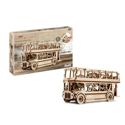 Afbeelding van Revell 00618 Tiny Adventures London Bus Schaal 1:40 Houten Model Kit met Pull Back &amp; Go Motor Startsleutel Lengte 23,2 cm