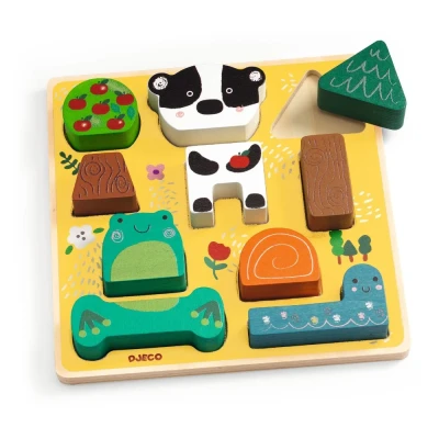 Afbeelding van Djeco houten puzzel en sorteerspel happy 10st