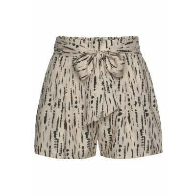 Afbeelding van s.Oliver Shorts beigeschwarzbedruckt, Dames, Maat: 44, Beige schwarz bedruckt