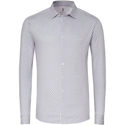 Afbeelding van Desoto Overhemd Timeless Elegance Print Greige maat XL Heren Overhemden Casual met Slim fit Pasvorm Super stretch