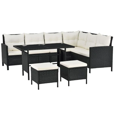 Afbeelding van Loungeset Manacor Polyrotan Zwart/wit