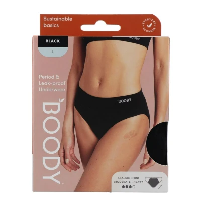 Afbeelding van Boody Menstruatieondergoed Bikinislip Zwart Normaal/Hevig Maat L 1ST