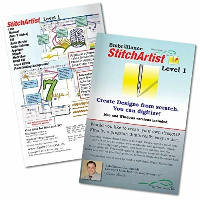 Afbeelding van Embrilliance Stitchartist Niveau 1 Machine Borduurwerk Digitaliseren Software en Wereld Weidner Stabilisator Bundel