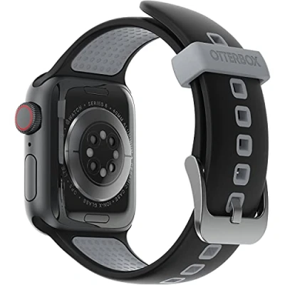 Afbeelding van OtterBox horlogeband voor de hele dag Apple Watch Series 9/8/7/6/SE 2e gen/SE 1e gen/5/4/3 38mm/40mm/41mm, vervangende duurzame, zachte siliconen band Watch, Zwart/Grijs