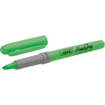 Afbeelding van BIC Highlighter Grip Markeerstiften Verstelbare Schuine Punt Groen, Doos van 12 Stuks