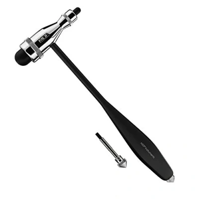 Afbeelding van MDF Tromner neurologische reflexhamer met ingebouwde borstel voor huidreflexen en oppervlaktereacties licht HDP handgreep gratis Parts for Life &amp; levenslange garantie zwart (MDF555P 11)