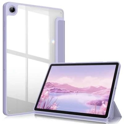 Afbeelding van FINTIE Beschermhoes voor Samsung Galaxy Tab A9 Plus 11 inch 2023 (SM X210/X216/X218), transparante achterkant, transparant, schokbestendig, bescherming A9+ 11, lila