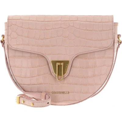 Afbeelding van COCCINELLE Leren Schoudertas Beat Croco Shiny Soft Crossover Bag New Pink Roze
