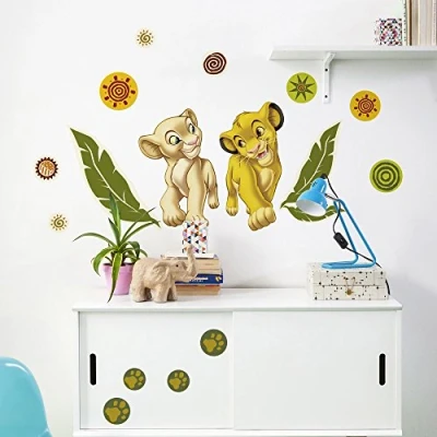 Afbeelding van Komar Disney Deco Sticker SIMBA AND NALA 50 x 70 cm Muurtattoo, Muurstickers, muursticker, muurschildering, Koning der Leeuwen, Baby 14040h, Kleurrijk
