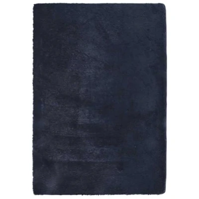 Afbeelding van vidaXL hoogpolig vloerkleed 160x230 cm polyester donkerblauw