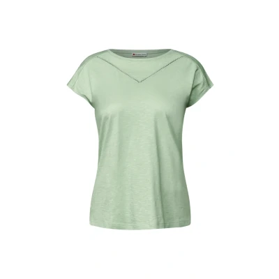 Afbeelding van Street One Damesshirt met decoratieve tape, Soft Jade Green, 38