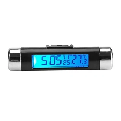 Afbeelding van Yosoo 2 in 1 digitale lcd thermometer auto klok achtergrondverlichting clip automotive watch monitor (blauw)