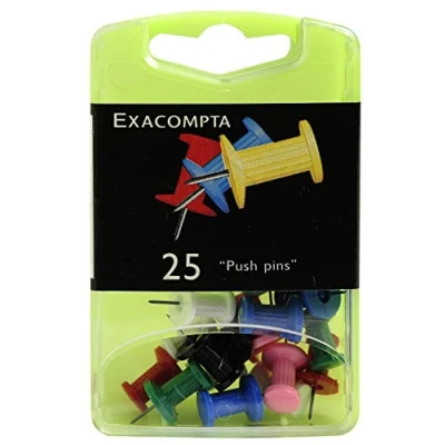 Afbeelding van Exacompta blisterdoos met prikbordnaalden Push Pins gesorteerd 25 Stuk kleuren