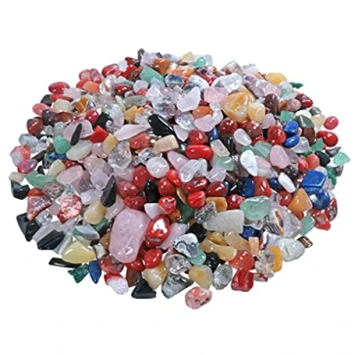 Afbeelding van Kleurrijke mini trommelstenen mix 100 gram chips 3 8 mm diameter
