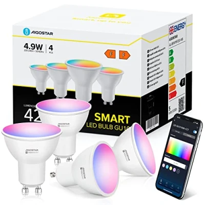 Afbeelding van Aigostar 10FW7 LED Lamp GU10 Dimbaar Wifi Verlichting Bluetooth RGB+CCT 2700K 6500K 6.5W 4 stuks