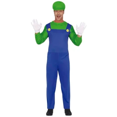 Afbeelding van Guirca Luigi Kostuum De Loodgieter Man Blauw, Groen Maat 48 50 Carnavalskleding Verkleedkleding