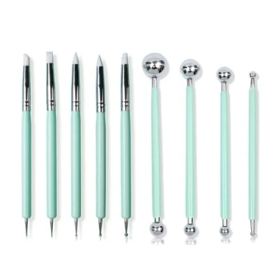 Afbeelding van JSUOEO 9 stuks modelleergereedschap pottenbakkersgereedschap klei snijgereedschap set modelleerbal en zachte rubberen punt modelleerstift beeldhouwer gereedschap Clay Sculpting Tools, groen