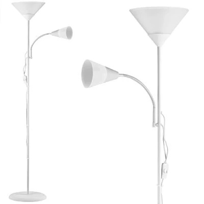 Afbeelding van Monzana Vloer Leeslamp Verstelbaar 175cm Hoog E27 &amp;E14 Wit