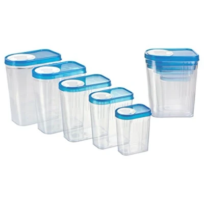 Afbeelding van Kigima Set van 10 kruidenblikjes, voorraaddozen (blauw, 0,25 l tot 1,5 l)