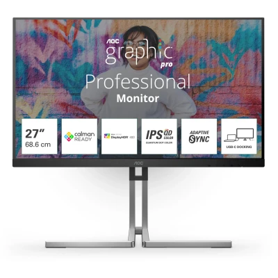 Afbeelding van AOC Q27U3CV computer monitor 68,6 cm (27 ) 2560 x 1440 Pixels 4K Ultra HD LCD Zwart