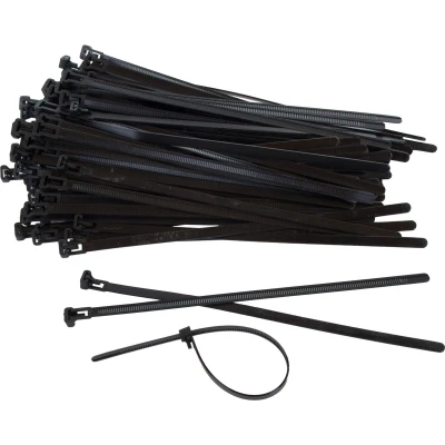 Afbeelding van 1000 Stuks Zwarte Hersluitbare Kabelbinders 200 Mm Lang X 7.6 Zwart Tyraps