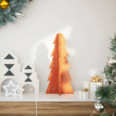 Afbeelding van vidaXL Kerstdecoratie kerstboom 49 cm massief grenenhout wasbruin