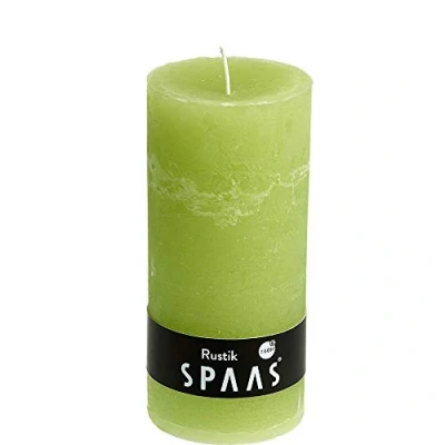 Afbeelding van SPAAS Rustieke geurloze cilinderkaars 68/130 mm, ± 60 uur appelgroen