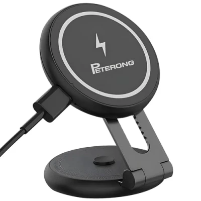 Afbeelding van PETERONG Magnetische draadloze autolader, compatibel met MagSafe oplader voor Tesla Model 3/Y, autotelefoonhouder opvouwbare onzichtbare wiegstandaard kleverige lijm 360 iPhone 15/14/13/12