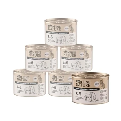 Afbeelding van Dehner Fine Nature Kattenvoer Kitten, levensmiddelenkwaliteit, kalf, 6 x 200 g (1,2 kg)