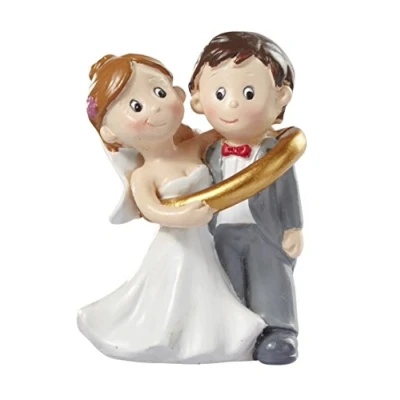 Afbeelding van bruidspaar * in ring taartdecoratie taartfiguur tafeldecoratie
