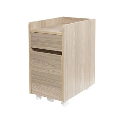 Afbeelding van Iris Ohyama, Kast met vergrendelbare wielen / Archiefmap voor houten lades Bureau planken en Bureaukast, design modern, kantoor, studeerkamer FDK 3059 LichtBruin