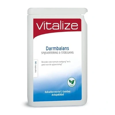 Afbeelding van Vitalize Darmbalans spijsvertering en Stoelgang 90 capsules Draagt bij aan een goede darmwerking Bevordert de