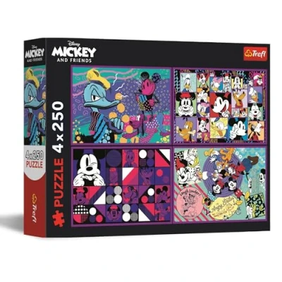 Afbeelding van Trefl 4 in 1 puzzels: Disney, avonturenreeks Mickey Mouse x 250 Stukjes Set met vier puzzels voor tieners