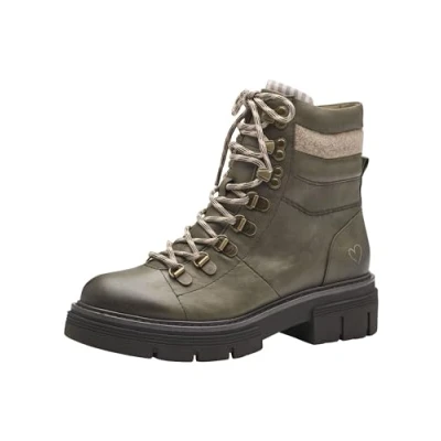 Afbeelding van Marco Tozzi Enkellaarsjes met plateauzool, Dames, Maat: 39, Khaki comb Textiel/ synthetisch