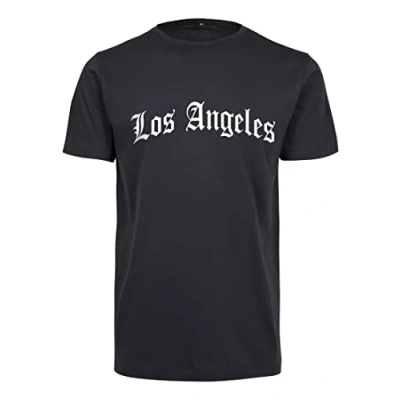 Afbeelding van Mister TEE LOS Angeles Wording Tshirt print, Heren, Maat: Small, Navy