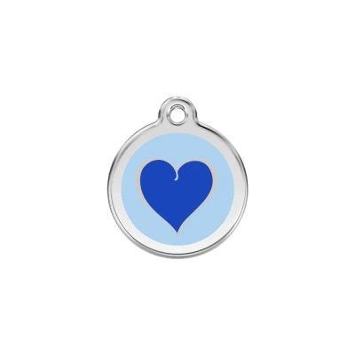 Afbeelding van Coloured Heart Navy roestvrijstalen hondenpenning small/klein dia. 2 cm RedDingo