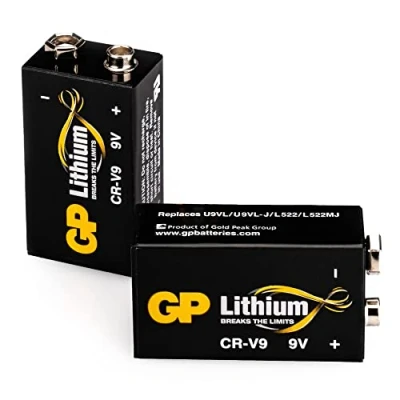 Afbeelding van GP LongLife lithium 9V blokbatterijen, 9 volt, Li MnO2, 2 stuks V blok lithium, ideaal bijvoorbeeld als rookmelderbatterij, voor brandmelder, microfoons enz.